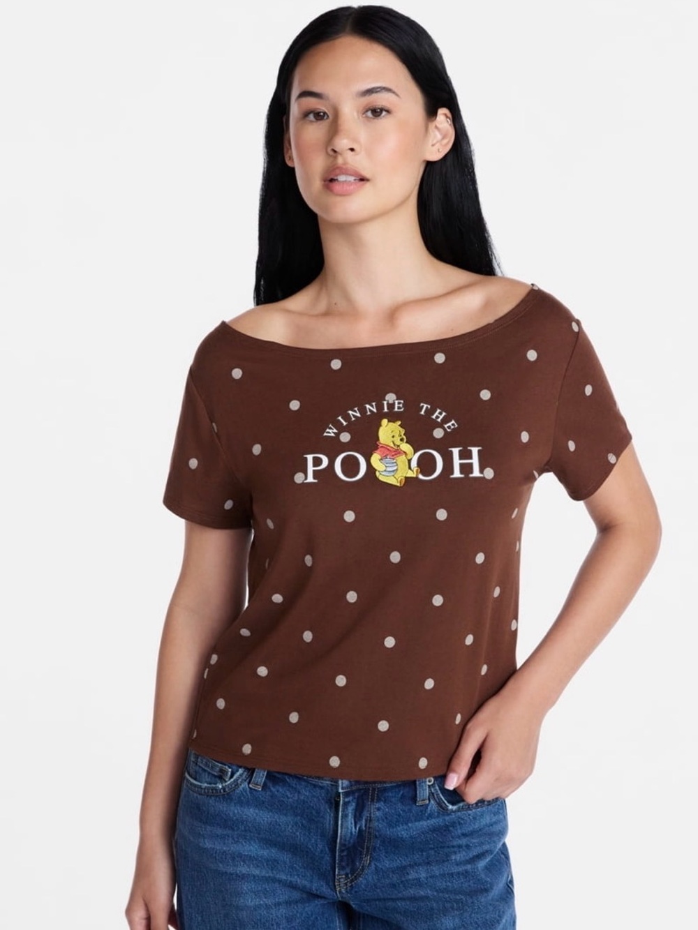 Winnie the Pooh Brown Polka Dot Short Sleeve Tee